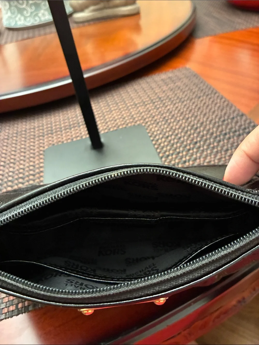 Michael Kors Black Patent Leather Vintage Cosmetic Bag